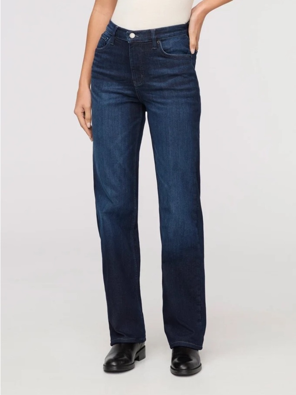 High-Rise Straight Leg Jeans in Deep Indigo